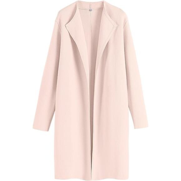 Women's Long Cardigans Sweater Blazer Jacket Coat Nude Pink - Picture 1 of 7